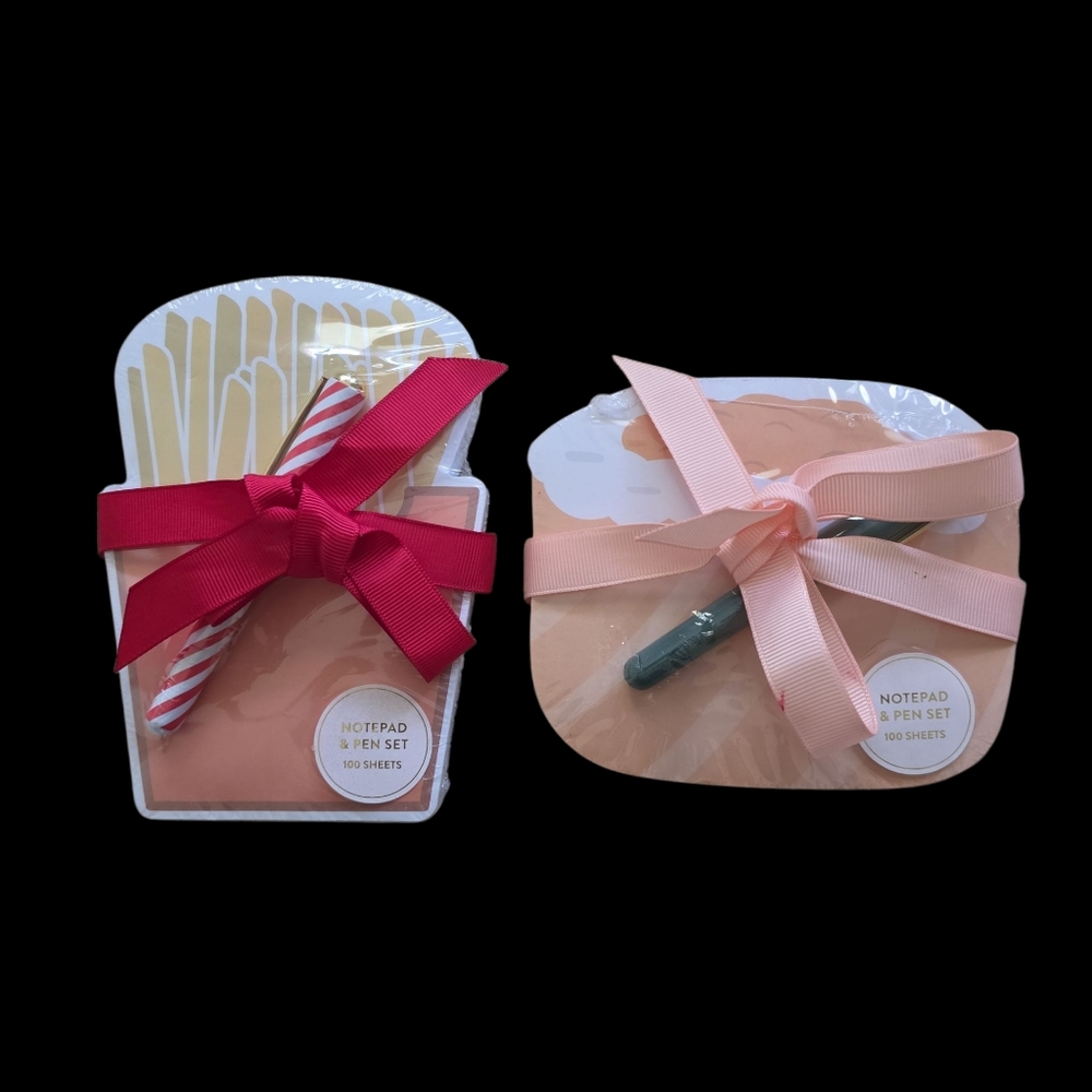 NWT: "FRENCH FRIESπ, PIE" π₯§, Or CROISSANT π₯(2 PIECE) Notepad & Pen Set - Picture 1 of 5